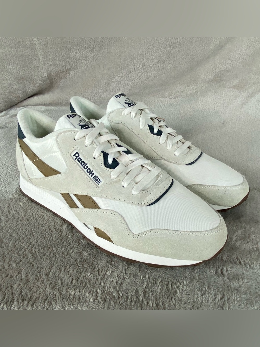 Reebok Classic Nylon Chalk Shoes Mens Size 12.5 Beige Sneaker 100074324 NEW